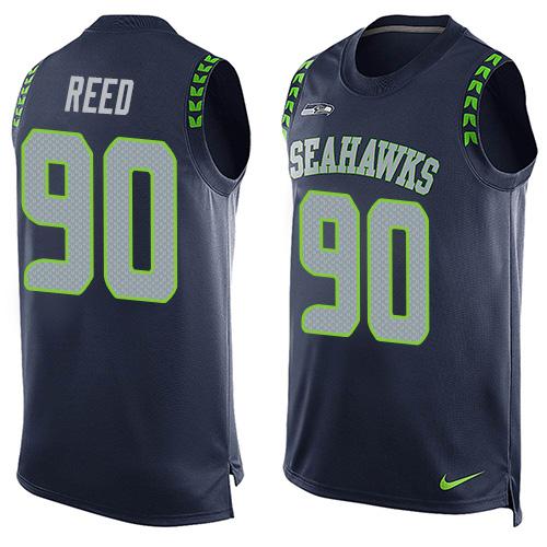 Nike Seahawks #90 Jarran Reed Steel Blue Team Color Men's Stitched NFL Limited Tank Top Jersey